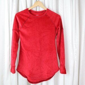 Cuddl Duds Red Fleece Pajama Shirt Lounge Top S Climate Right PJ Sleep T Small